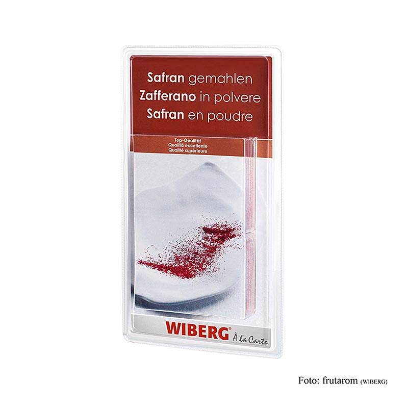 Gemalen Wiberg saffraan verpakt in 4 afzonderlijke zakjes van 1 gram elk
