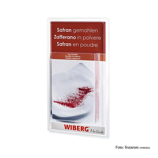 Gemalen Wiberg saffraan verpakt in 4 afzonderlijke zakjes van 1 gram elk