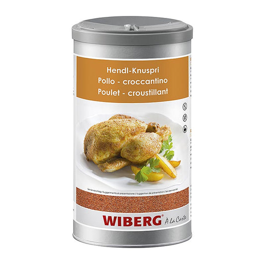 Verpakking van 125 kg Wiberg Hendl-Knuspri kruidenzout, perfect voor het op smaak brengen van gegrilde kip en andere gerechten