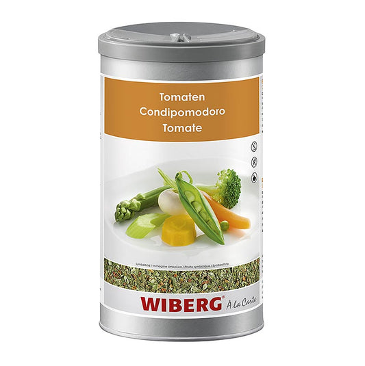Foto van Wiberg tomatenkruidenzout, een potje van 650 g met een mix van zout en tomatenkruiden voor heerlijke smaakvolle gerechten