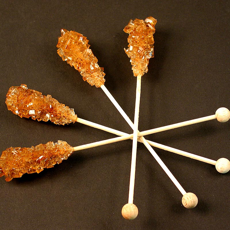 Kandissticks, bruin, suikerkristallen op een stokje, 1 kg, 100 stuks