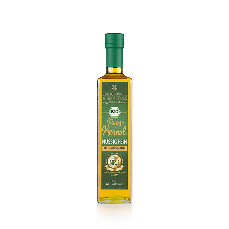 Koolzaadolie, koudgeperst, van gepelde koolzaad, extra vierge, Teutoburger Ölmühle, BIO, 500 ml