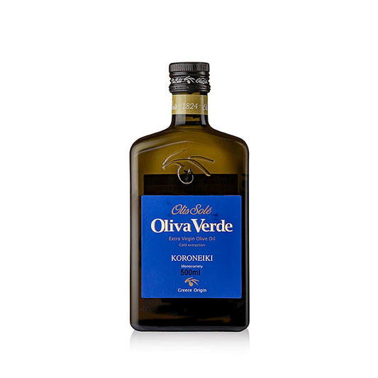 Extra olijfolie van eerste persing, Oliva Verde, van Koroneiki olijven, Peloponnesos, 500 ml - hoogkwalitatieve olijfolie uit Griekenland, perfect voor salades en koken