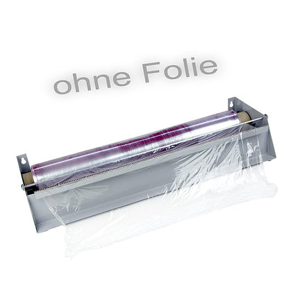Foliendispenser, afroller met afscheurrand van metaal, voor rollen tot 45 cm breed, 1 stuk