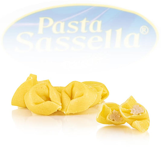 Verse tortelloni met romige kaasvulling, verpakt in een 500 gram verpakking van Sassella
