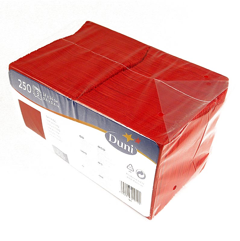 Cocktailservetten 3-laags, rood, 12 x 12 cm in 1/4 vouw, 250 stuks