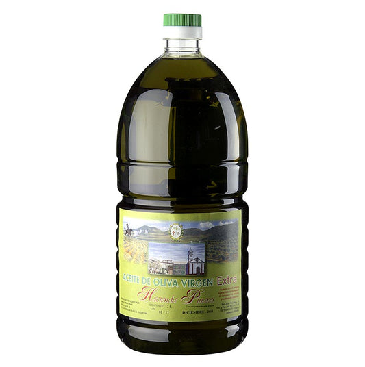 Extra vierge olijfolie van eerste persing, Hacienda Pinares, met een zuurgraad van 0,2%, in een fles van 2 liter