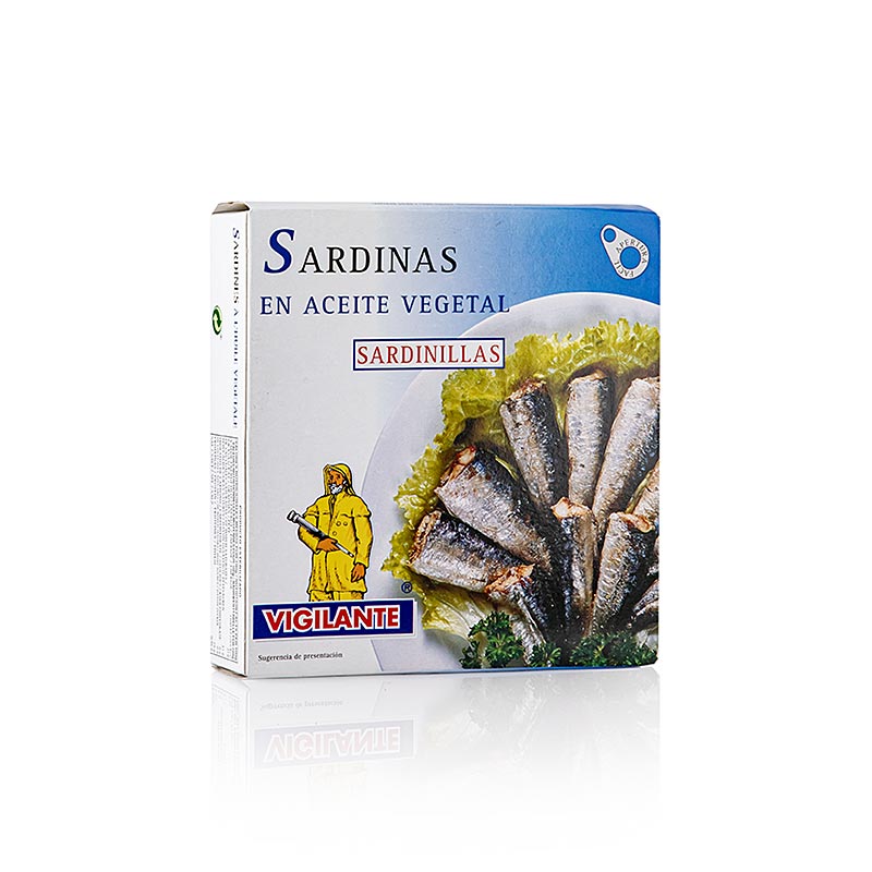 Sardines, heel, met vel en graten, in plantaardige olie, 275 g