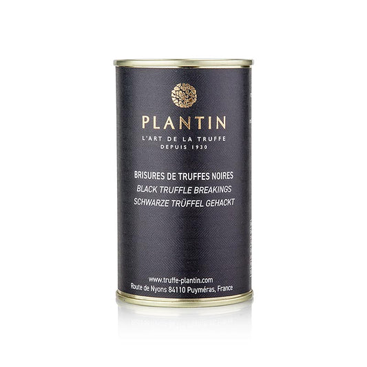 Handgesneden brisures en fijngehakte winterse edelweiss truffel (Tuber Melanosporum) van Plantin, 105 g