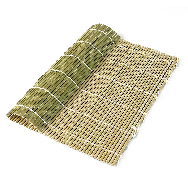 Bambusmat voor het maken van sushi, groen, 27 x 27 cm, platte stokjes, 1 stuk