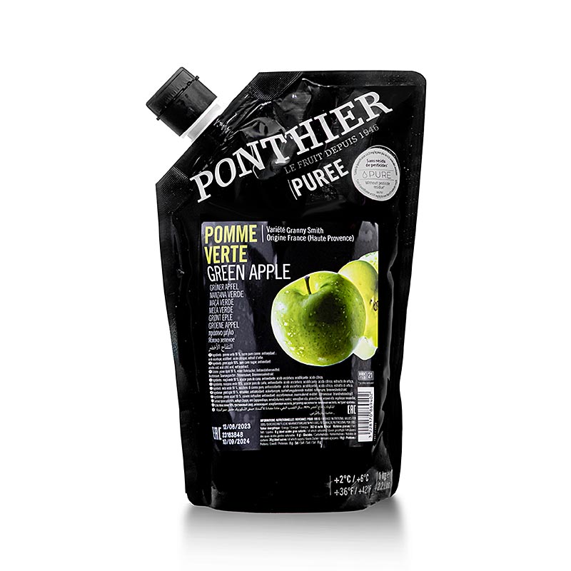 Puree gemaakt van groene appels met suiker, verpakt in een zak van 1 kg