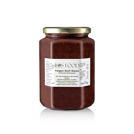 BOS FOOD vijgen-mosterdsaus, eigen creatie met rode vijgen, 740 ml