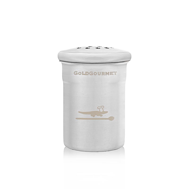 Goud - Roestvrijstalen strooier voor bladgoudvlokken, ø 5 cm/6 cm hoog, zonder inhoud, 1 stuk