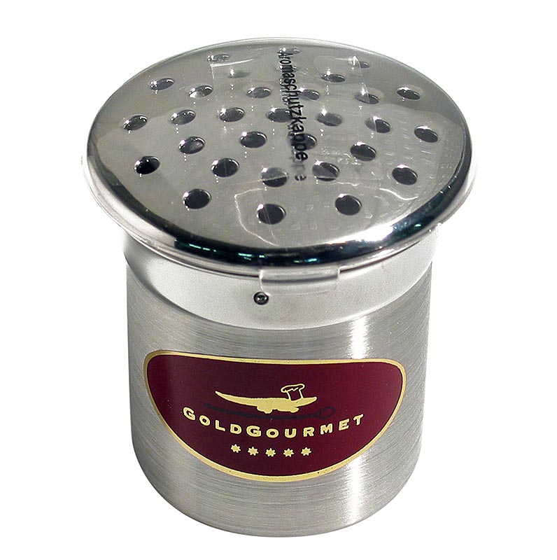 Roestvrij stalen shaker voor bladgoudvlokken, met een diameter van 5 cm en een hoogte van 6 cm, zonder inhoud
