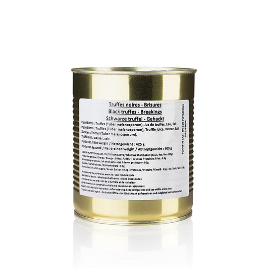 Winter edelweiss truffel (Tuber Melanosporum), brisures, fijngesneden, Plantin, 425 g - Luxe zwarte truffel in fijne plakjes gesneden, perfect voor culinaire hoogstandjes