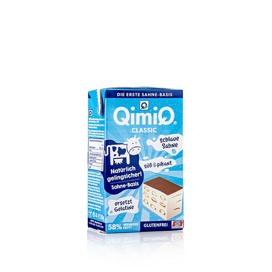 QimiQ Classic Naturel, een veelzijdig product met 15% vetgehalte, geschikt om te koken, bakken en verfijnen, in een verpakking van 250 g