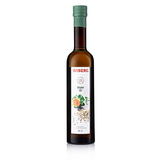 Koudgeperste Wiberg saffloerolie van saffloerzaden, 500 ml fles productafbeelding