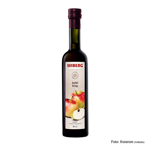 Biologische Wiberg klassieke appelciderazijn van 3 jaar oud met een zuurgehalte van 5%, in een fles van 500 ml