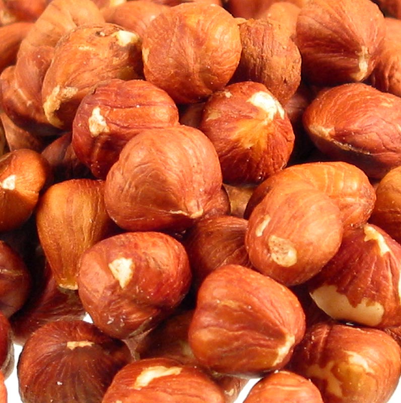Hazelnoten, heel, met vlies (bruin), 1 kg - Verpakte zak van 1 kilogram bruine hazelnoten, nog intact met schil
