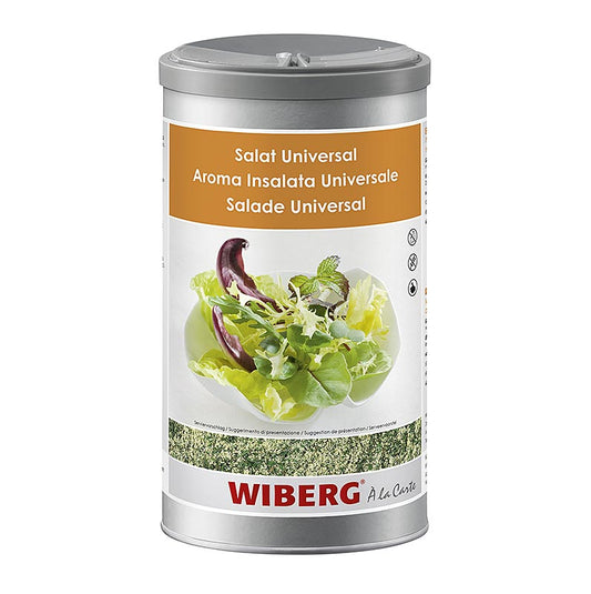 Foto van Wiberg salade kruidenmix, een 900 g verpakking met een mix van kruiden en specerijen voor het op smaak brengen van salades en gerechten