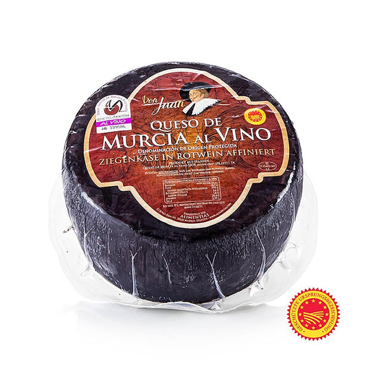 Murcia al Vino Queso DOP/PDO, geitenkaas in rode wijnkorst, Spanje, ca 2,5 kg - Een grote, heerlijke Spaanse geitenkaas met een rode wijnkorst