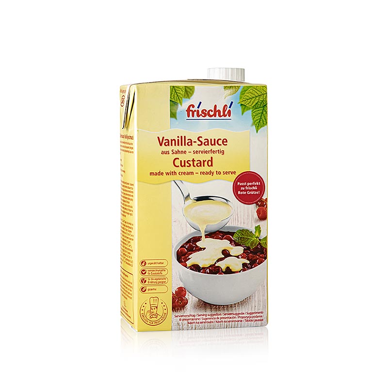 1 liter of Frischli Vanillesaus with vanille flavor, suitable for both hot and cold use