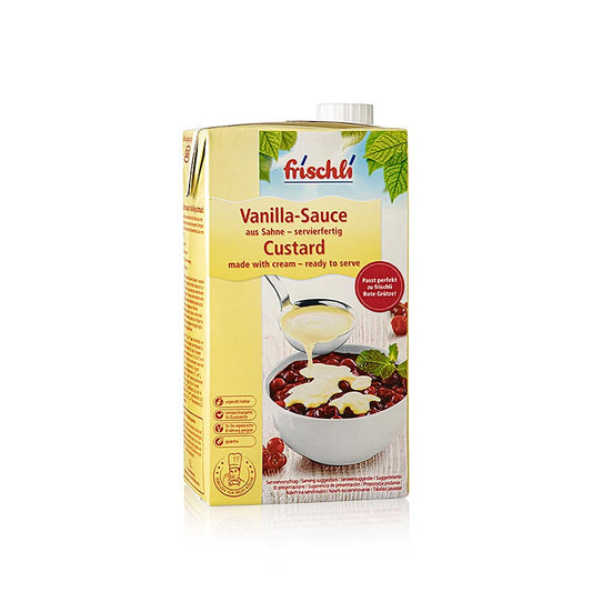 1 liter of Frischli Vanillesaus with vanille flavor, suitable for both hot and cold use