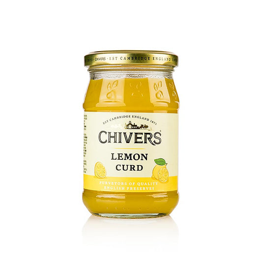 Pot met 320 g Chivers Lemon Curd, een romige en smaakvolle citroenvulling voor desserts of broodjes