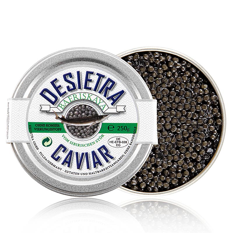 Desietra Baeriskaya kaviaar (baerii), aquacultuur, zonder conserveermiddelen, 250 g