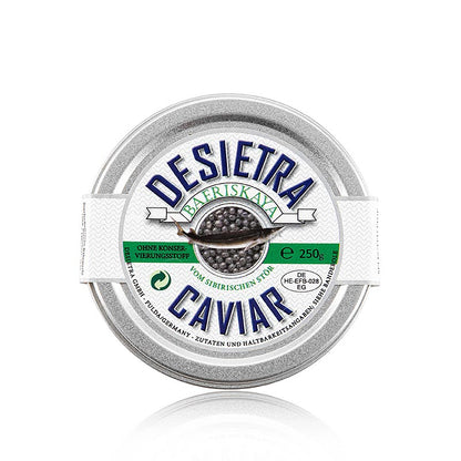 Desietra Baeriskaya kaviaar (baerii), aquacultuur, zonder conserveermiddelen, 250 g