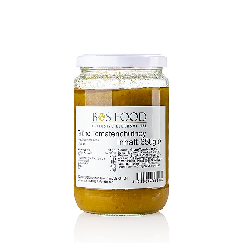 Groene tomatenchutney, met witte balsamico, 650 g
