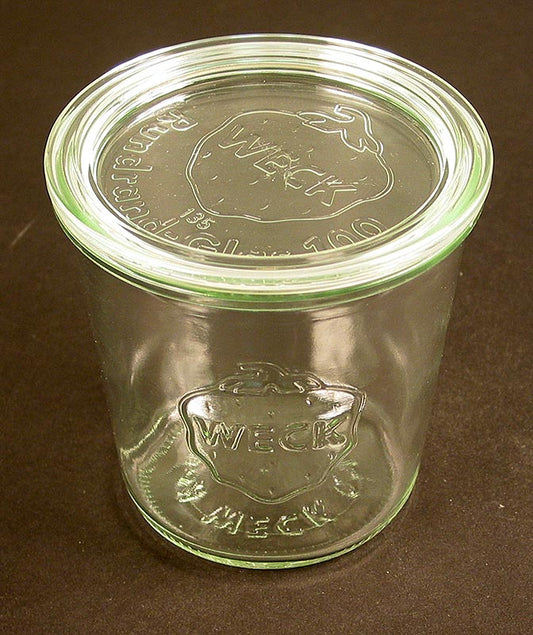 Omkiepbare pot, ø 100 mm, 580 ml, rond, met deksel, zonder klemmen en rubberen ring, Weck, 1 stuk