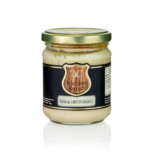 Crema al Tartufo Bianco, 180 g, gemaakt van witte truffel (tuber magnatum pico), perfect voor het toevoegen van luxe truffelsmaak aan diverse gerechten