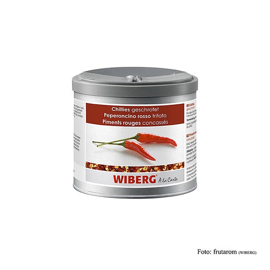 Wiberg pepers, fijngemaakt (chilivlokken), 190 g - Productafbeelding voor kruidenassortiment in glazen pot