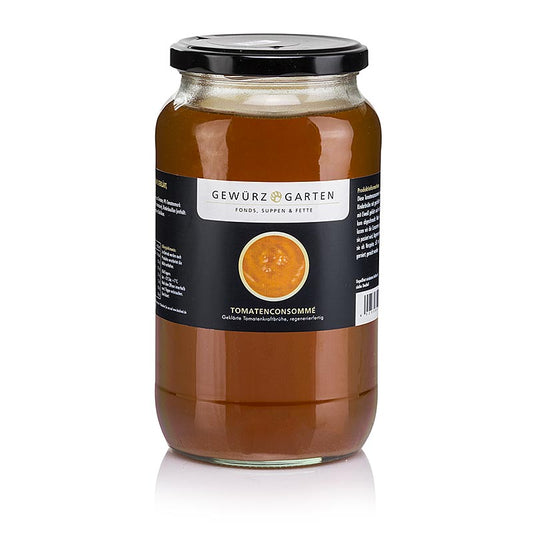 Gewürzgarten tomatenconsommé, kookklaar 1:1, 1 liter - productafbeelding van heerlijke en gemakkelijk te bereiden tomatenconsommé in een fles van 1 liter