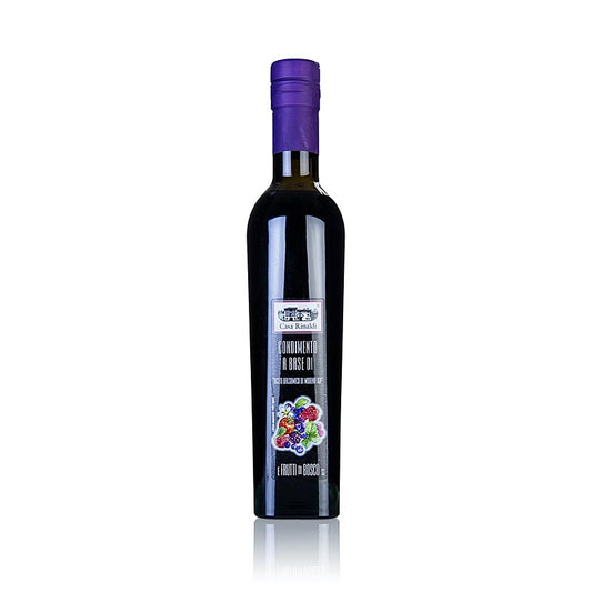 Aceto balsamico kruiden met wilde bessen, 6% zuurgraad, Casa Rinaldi, 250 ml - Een fles Casa Rinaldi met heerlijke balsamico kruiden en wilde bessen met een zuurgraad van 6%, ideaal voor het verrijken van salades en gerechten