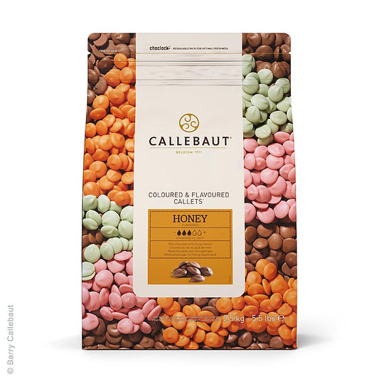 Volle melk, met honing, callets, 32,8% cacao, 2,5 kg