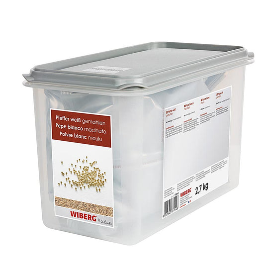 Zak van 2,7 kg gemalen Wiberg witte peper, een hoogwaardig product