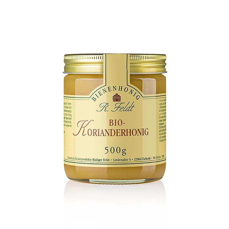 Feldt korianderhoning, Karpaten, licht, fijn romig, kruidig, biologisch, 500 g
