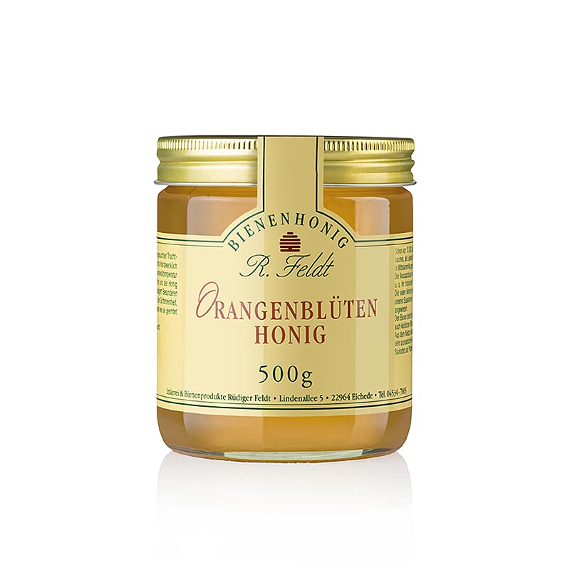 Oranjebloesemhoning, Spanje, goudkleurig, vloeibaar, zoet, 500 g