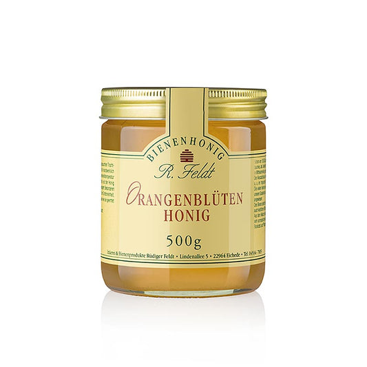 Oranjebloesemhoning, Spanje, goudkleurig, vloeibaar, zoet, 500 g