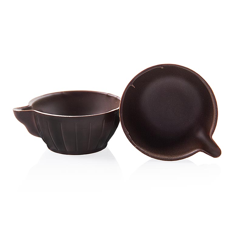 Chocoladevorm - Espressokopjes, klein, pure chocolade, ø 50 mm, 25 mm hoog, 984 g, 168 st - Beeld van kleine espressokopjes gemaakt van pure chocolade, met een diameter van 50 mm en een hoogte van 25 mm, totaal 984 g, verpakt in 168 stuks