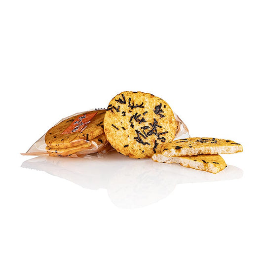 Rijstcrackers - Bin Bin Rice Crackers, ø ca. 7 cm, gekruid met zeewier en sojasaus, 135 g