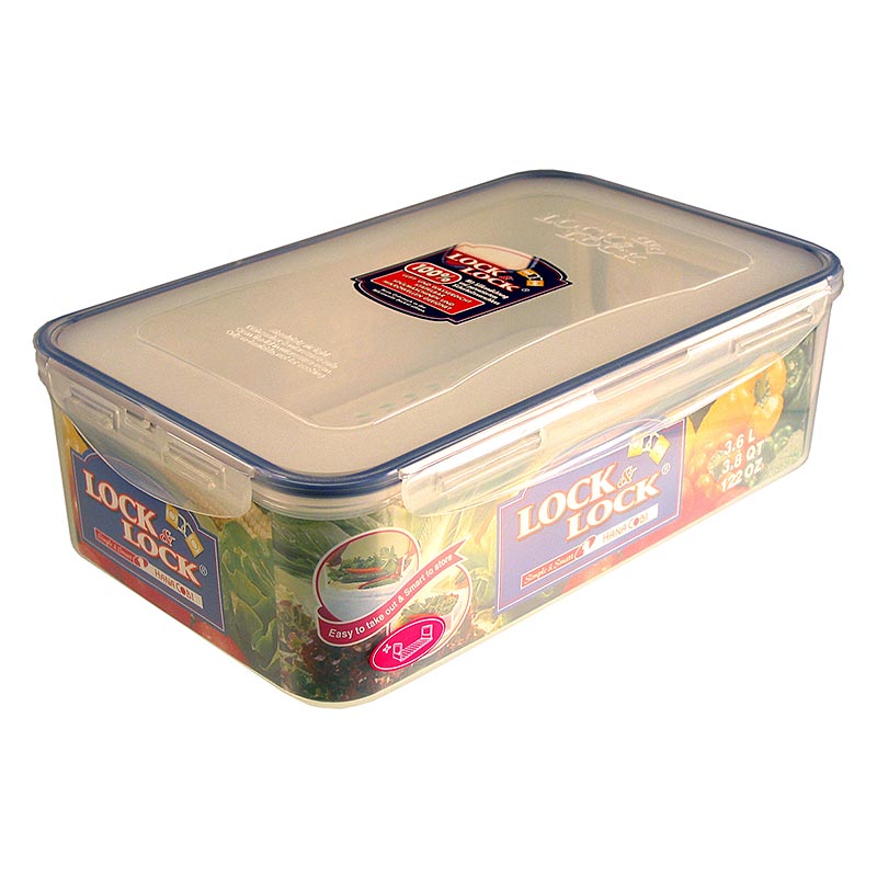 Lock & Lock vershouddoos, 3,6 liter, rechthoekig 301x188x94mm, met serveerinzet, 1 st - Duurzame plastic voedselcontainer met afmetingen 301x188x94mm en een capaciteit van 3,6 liter, inclusief serveerinzet
