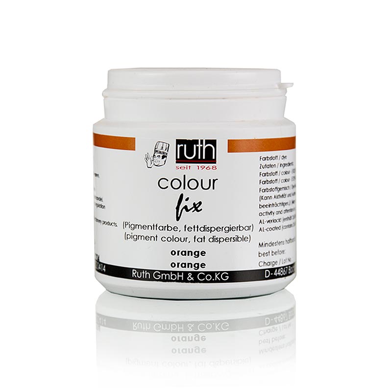 Oranje vetoplosbaar pigmentkleurstofpoeder van 20 g, productcode 9204, merk Ruth