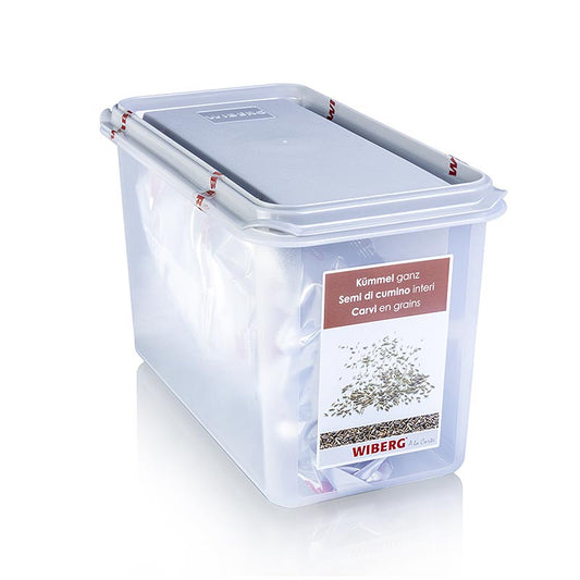 Foto van een 2,5 kg verpakking van Wiberg komijnzaad, heel, perfect voor culinaire toepassingen en professioneel koken