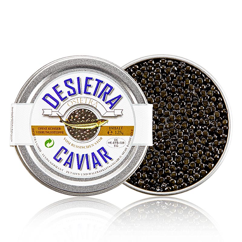 Desietra Osietra kaviaar (gueldenstaedtii), aquacultuur, zonder conserveermiddelen, Duitsland, 125 g