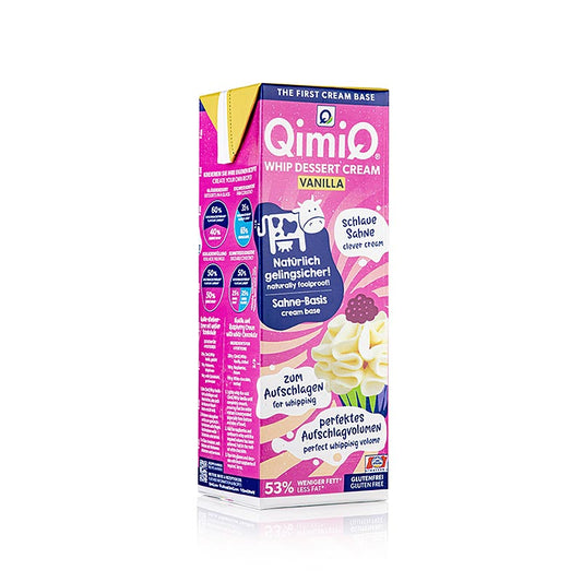 QimiQ Whip Vanille, koude slagroom dessert met 17% vet, 1 kg, perfect voor het maken van heerlijke vanille desserts