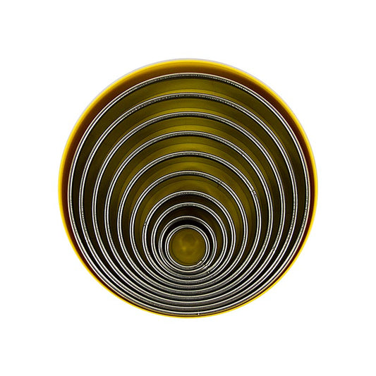 Roestvrijstalen uitsteekvormpjes set, rond, glad, ø 2,2 - 14 cm, 3 cm hoog, 10 stuks