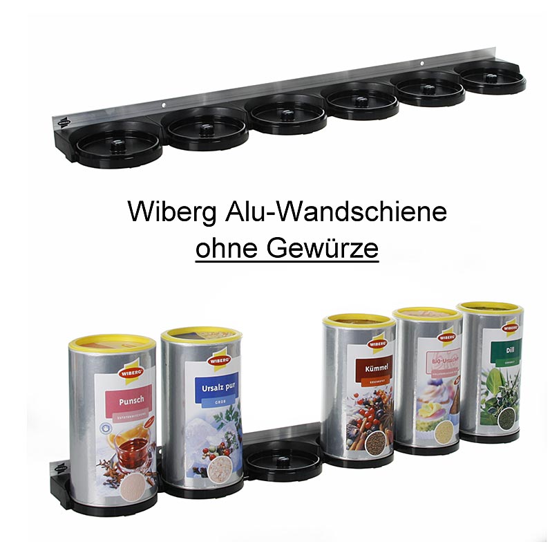 Wiberg aluminium wandrail voor 6 Wiberg-blikken, met magneten, 1 stuk